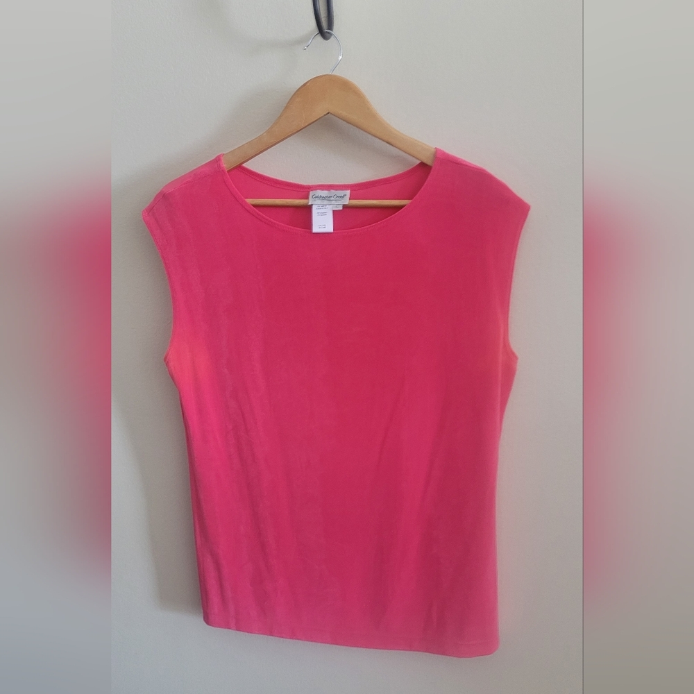 Coldwater Creek Barbie Pink Stretchy Sleeveless Top, Women's Size Large